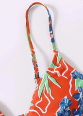 Orange Printed Bikini Top