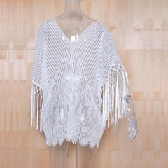 White Fringe Coverup