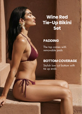 Wine Red Tie-up Bikini Set