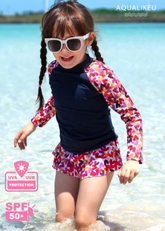 Girls Printed Long Sleeve Swim Set