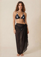 Black & white Bikini Set with Sarong