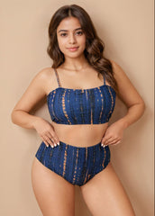 Blue Shibori Printed Bikini Set