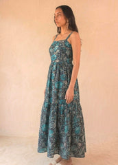 Black & Blue Printed Maxi Dress