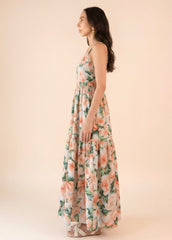 Pink Printed Floral Maxi Dress