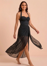 Black Padded Monokini with Sarong