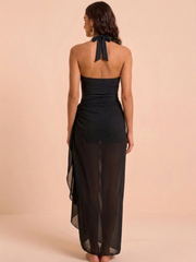 Black Padded Monokini with Sarong