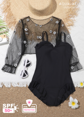 Girls 2-Piece Black Swimsuit Set