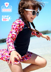 Girls Printed Long Sleeve Swim Set
