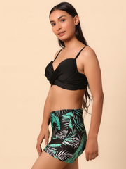 High-Waist Printed Swim Shorts