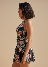 Black Floral Swimdress