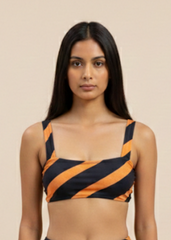 Black & Brown Printed Bikini Top