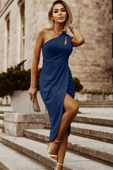 Blue One-shoulder dress