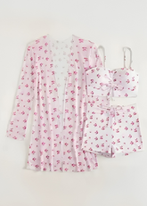 Pink Printed Swimwear with a Shrug