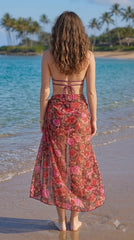 Wine Red Tie-up Bikini Set with Sarong