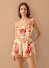 Beige Floral Printed Co-Ord Set