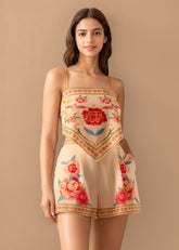 Beige Floral Printed Co-Ord Set