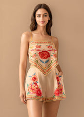 Beige Floral Printed Co-Ord Set