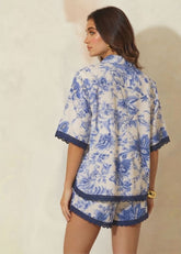 Blue & White Floral Print Coord Set