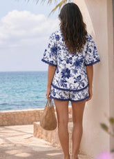 Blue & White Floral Printed Co-ord Set