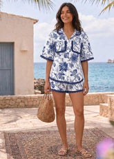 Blue & White Floral Printed Co-ord Set