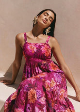 Red Floral Print Maxi Dress