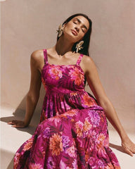Red Floral Print Maxi Dress