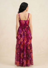 Red Floral Print Maxi Dress