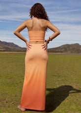 Orange High-Slit Maxi Dress