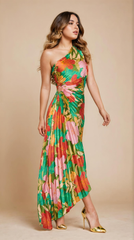 Floral Printed Pleated Dress