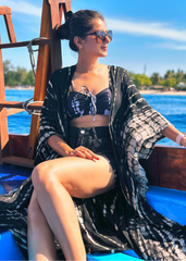 Black swimwear with coverup