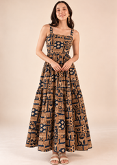 Brown Printed Cotton Dress