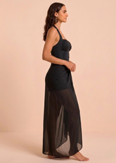 Black Padded Monokini with Sarong