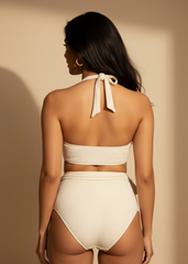 Off White Textured Bikini