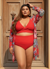 Red Printed Shrug