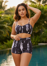 Black Printed swimwear set