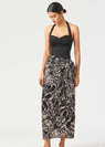 Black Padded Monokini with Printed Sarong