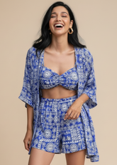 Blue 3-Piece Printed Co-Ord set
