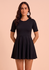 Black Swim Dress With Shorts