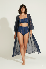 Blue Shibori Printed Bikini Set