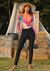 Pink & Black Printed Swimsuit