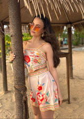 Beige Floral Printed Co-Ord Set