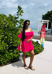 Pink Off-shoulder Dress