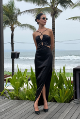 Black Cutout Dress with Slit
