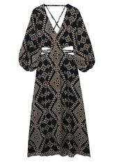 Black Boho Full-length Dress