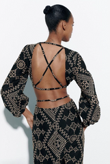 Black Boho Full-length Dress