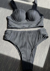 Black Bikini with Wavy Texture