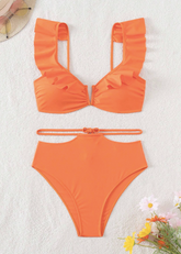 Orange Frill Bikini