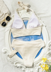Off White Textured Bikini