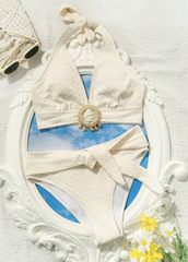 Off White Textured Bikini