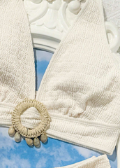 Off White Textured Bikini